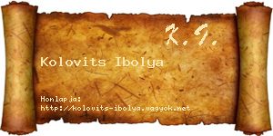 Kolovits Ibolya névjegykártya