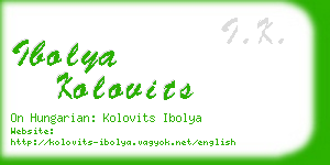 ibolya kolovits business card